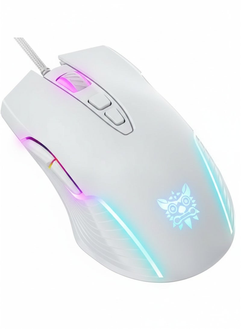 onikuma CW905 Wired RGB Gaming Mouse with Adjustable 6400DPI , 7 Buttons Optical USB Mouse, Ergonomic Symmetrical Design, Anti Fingerprint & Sweat Resistant Surface, Customizable RGB Backlight for PC, Laptop and Desktop Gaming - Image 2